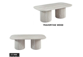 Travertine organische eettafel en salontafel