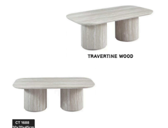 Travertine organische eettafel en salontafel