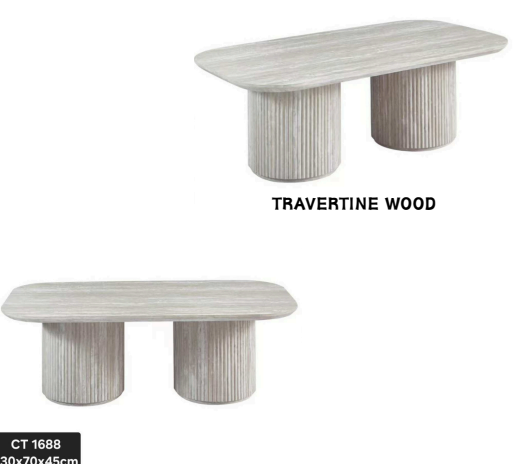 Travertine organische eettafel en salontafel