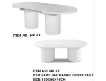 Marmer eettafel en salontafel set