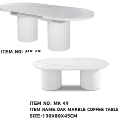 Marmer eettafel en salontafel set