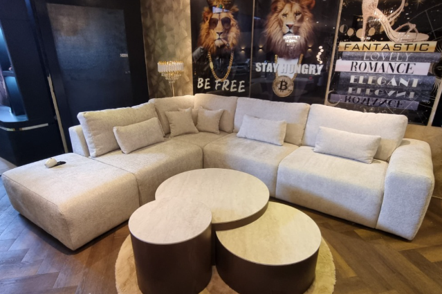 Hoekbank Bastia taupe japandi stijl