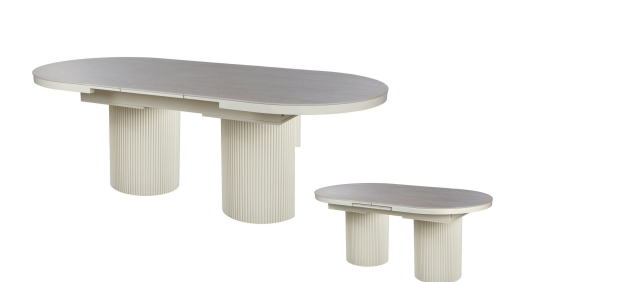 OAK Marmer uitschuifbare eettafel met salontafel