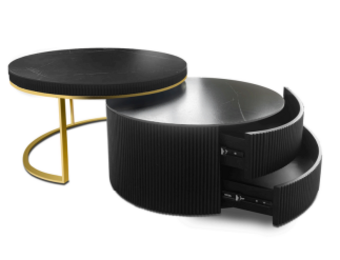 Salontafel MK21 Zwart goud met lades
