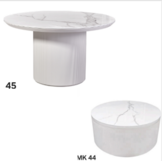 Ronde eettafel en salontafel keramiek blad