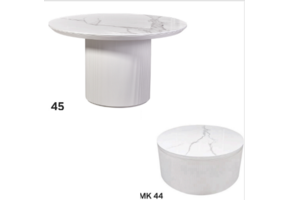 Ronde eettafel en salontafel keramiek blad