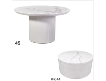 Ronde eettafel en salontafel keramiek blad