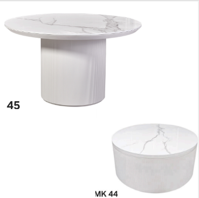 Ronde eettafel en salontafel keramiek blad