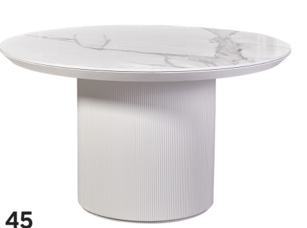 Ronde eettafel en salontafel keramiek blad