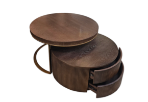 Salontafel woodbruin tweedelig met lades