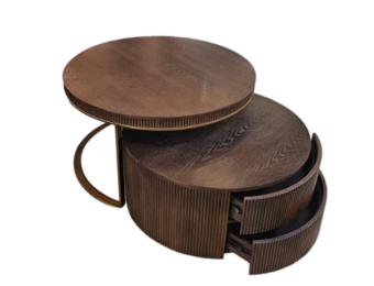 Salontafel woodbruin tweedelig met lades