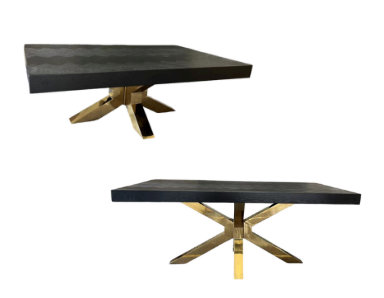 Meubelset oak wood salon/eettafel zwart/goud