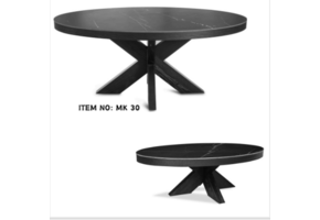 Meubelset keramiek blad krasbestendig zwart marmerlook ovaal