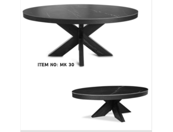 Meubelset keramiek blad krasbestendig zwart marmerlook ovaal