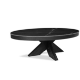 Meubelset keramiek blad krasbestendig zwart marmerlook ovaal