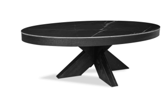 Meubelset keramiek blad krasbestendig zwart marmerlook ovaal