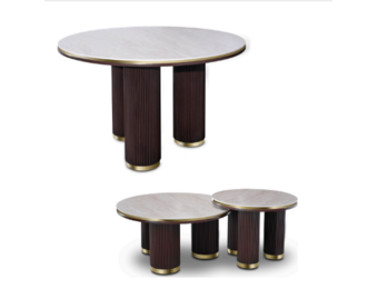 Meubelset oak eettafel en salontafel