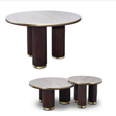 Meubelset oak eettafel en salontafel