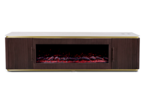 OAK WOOD MARBLE TV STAND WITH FIREPLACE