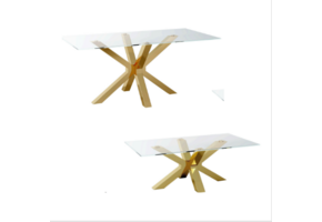 CLEAR GLASS WITH GOLD STAINLESS LEG Meubelset