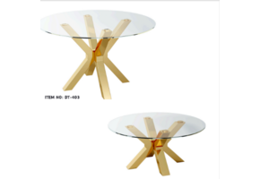 CLEAR GLASS WITH GOLD Ronde meubelset