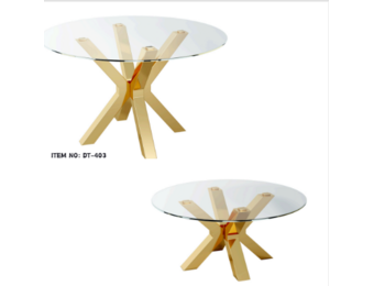 CLEAR GLASS WITH GOLD Ronde meubelset