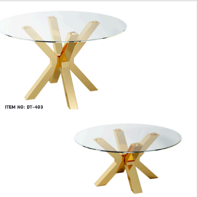 CLEAR GLASS WITH GOLD Ronde meubelset