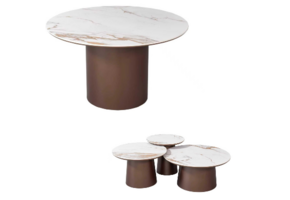 BROWN ISABELLA FUNGO STONE TOP meubelset rond