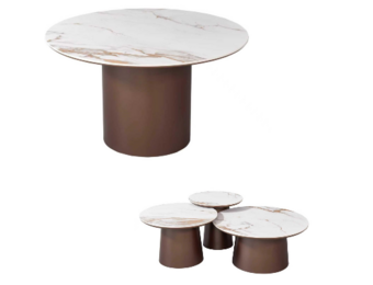 BROWN ISABELLA FUNGO STONE TOP meubelset rond