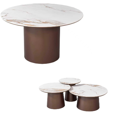 BROWN ISABELLA FUNGO STONE TOP meubelset rond