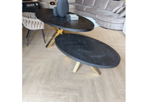 Meubelset zwart vissengraat goude poten