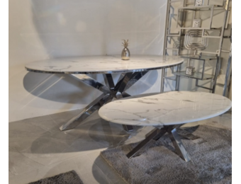 Meubelset ovaal marmer zilver