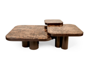 Bassalt salontafel 3 delig anodic brown matt