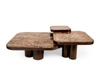 Bassalt salontafel 3 delig anodic brown matt