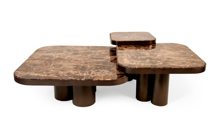 Bassalt salontafel 3 delig anodic brown matt