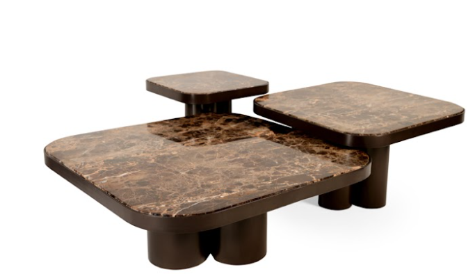 Bassalt salontafel 3 delig anodic brown matt