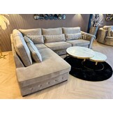 Klassiek bankstel met lounge en knopen Taupe