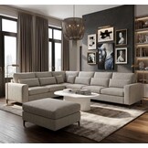 Mila Lux Hoekbank  bruin met poef en extra lounge