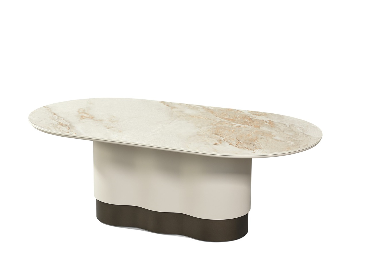 Valentina Keramiek salontafel beige koper brons poot