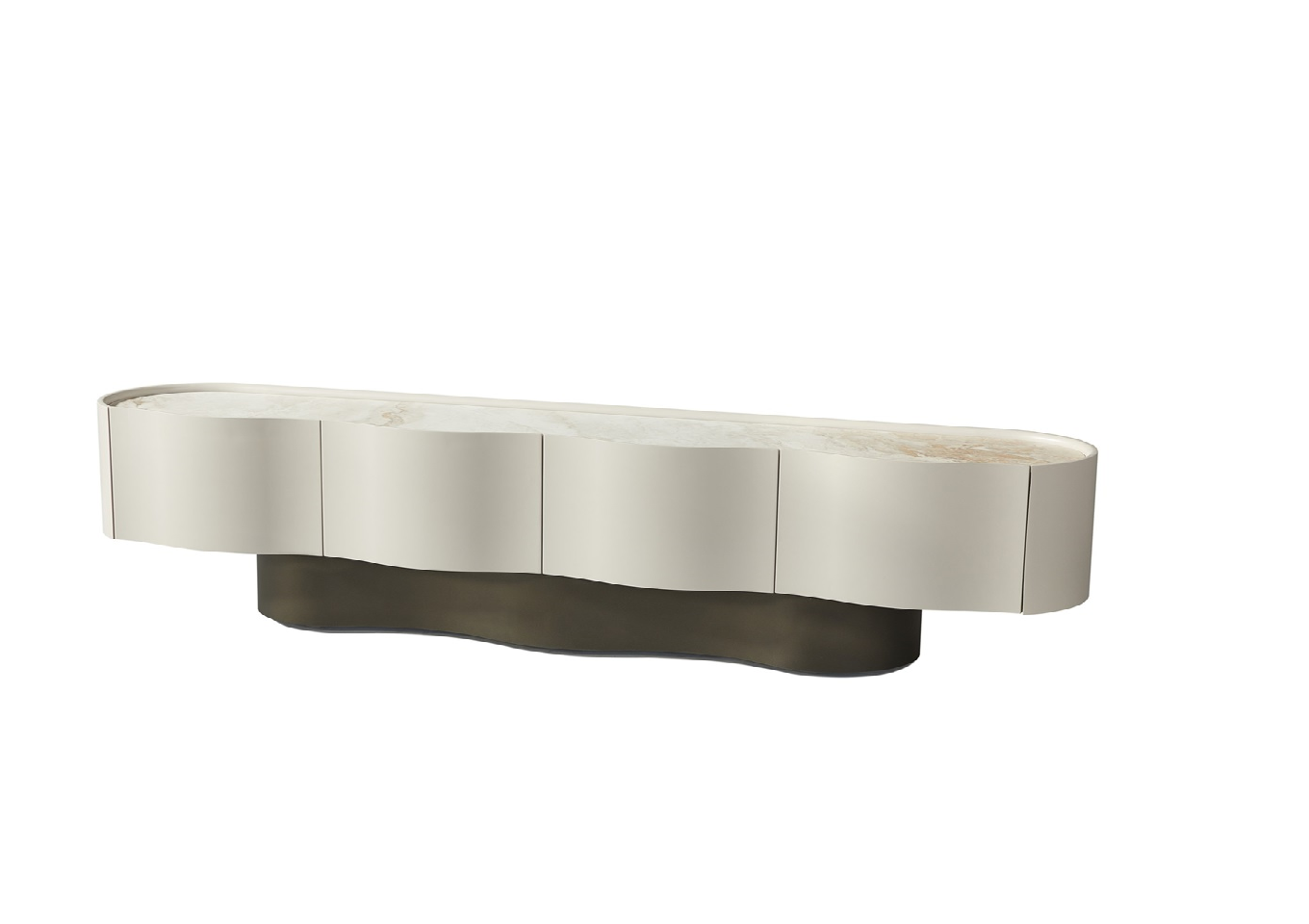 Valentina Keramiek tv-meubel beige koper brons poot
