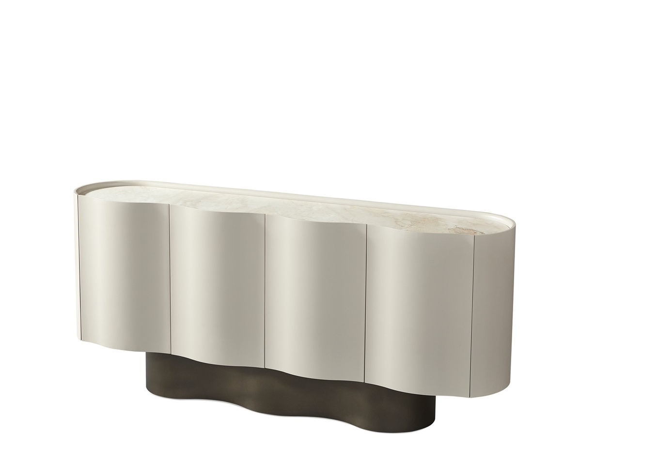 Valentina Keramiek dressoir  beige koper brons poot