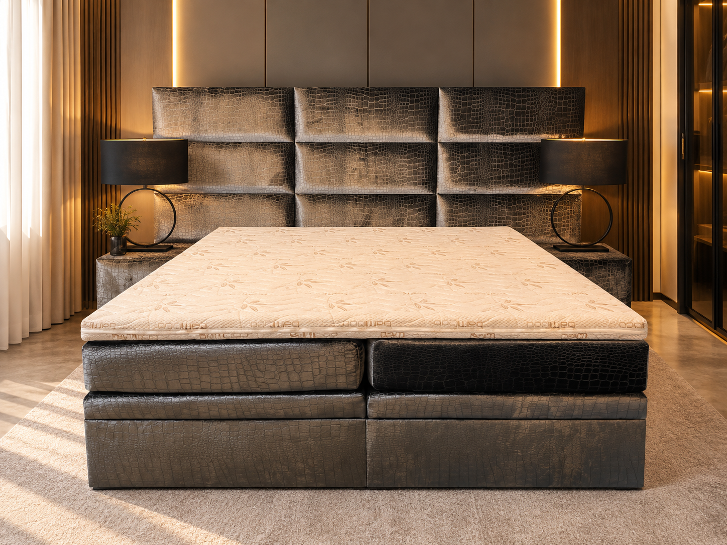 Venus XL Croco Boxspring  Antraciet
