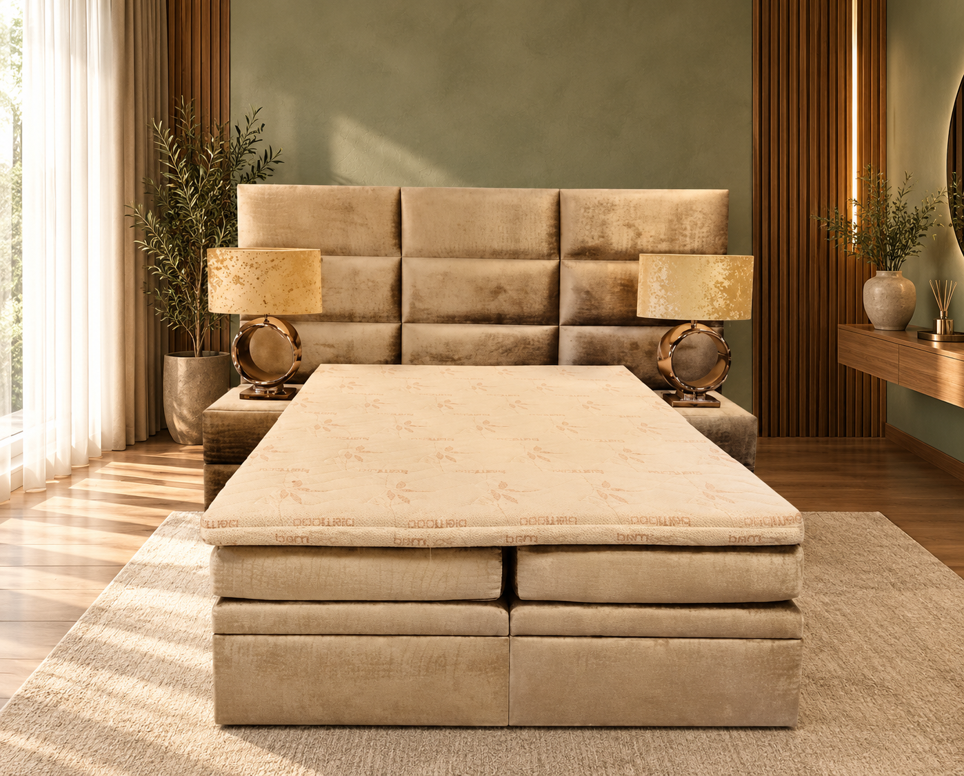 Venus XL Croco Boxspring Taupe