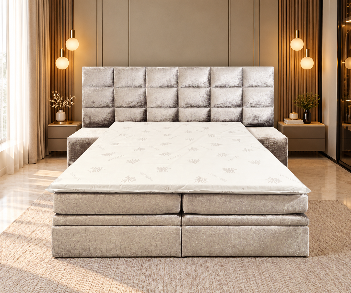 Luna XL  Croco Boxspring Taupe