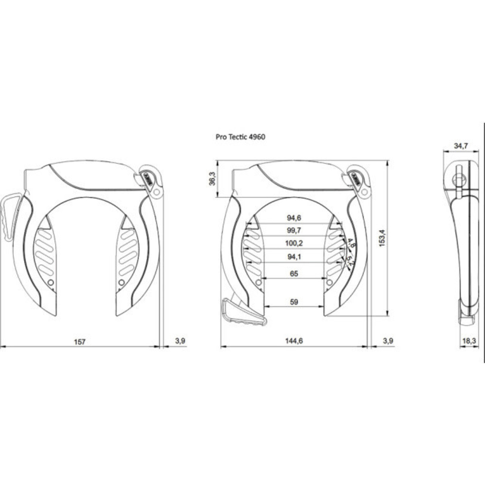 ABUS Abus Rahmenschloss Pro Tectic 4960 NR ohne Halter schwarz