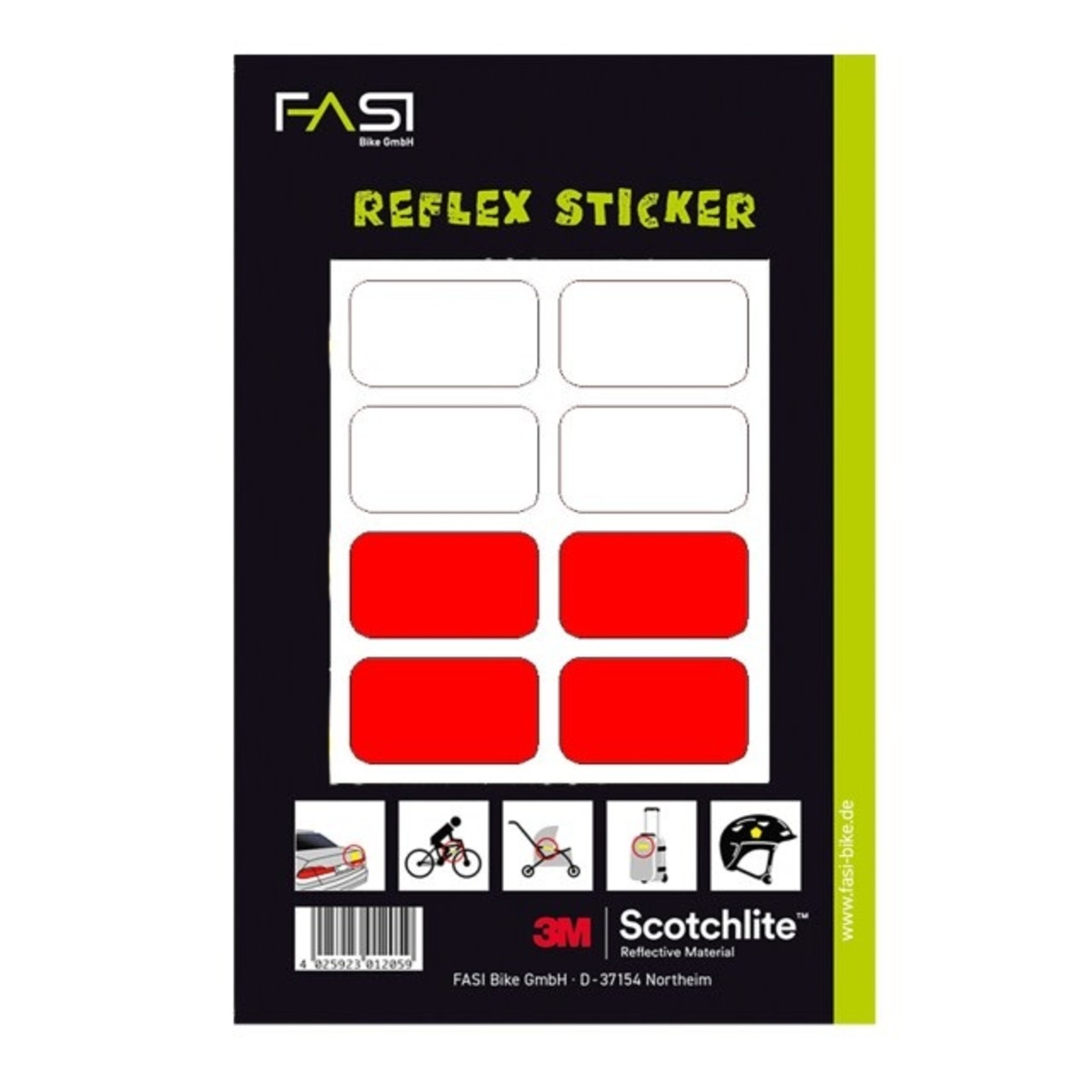 FASI FASI Reflex-Sticker Vierecke 3M-Scotchlite Folie weiss/rot