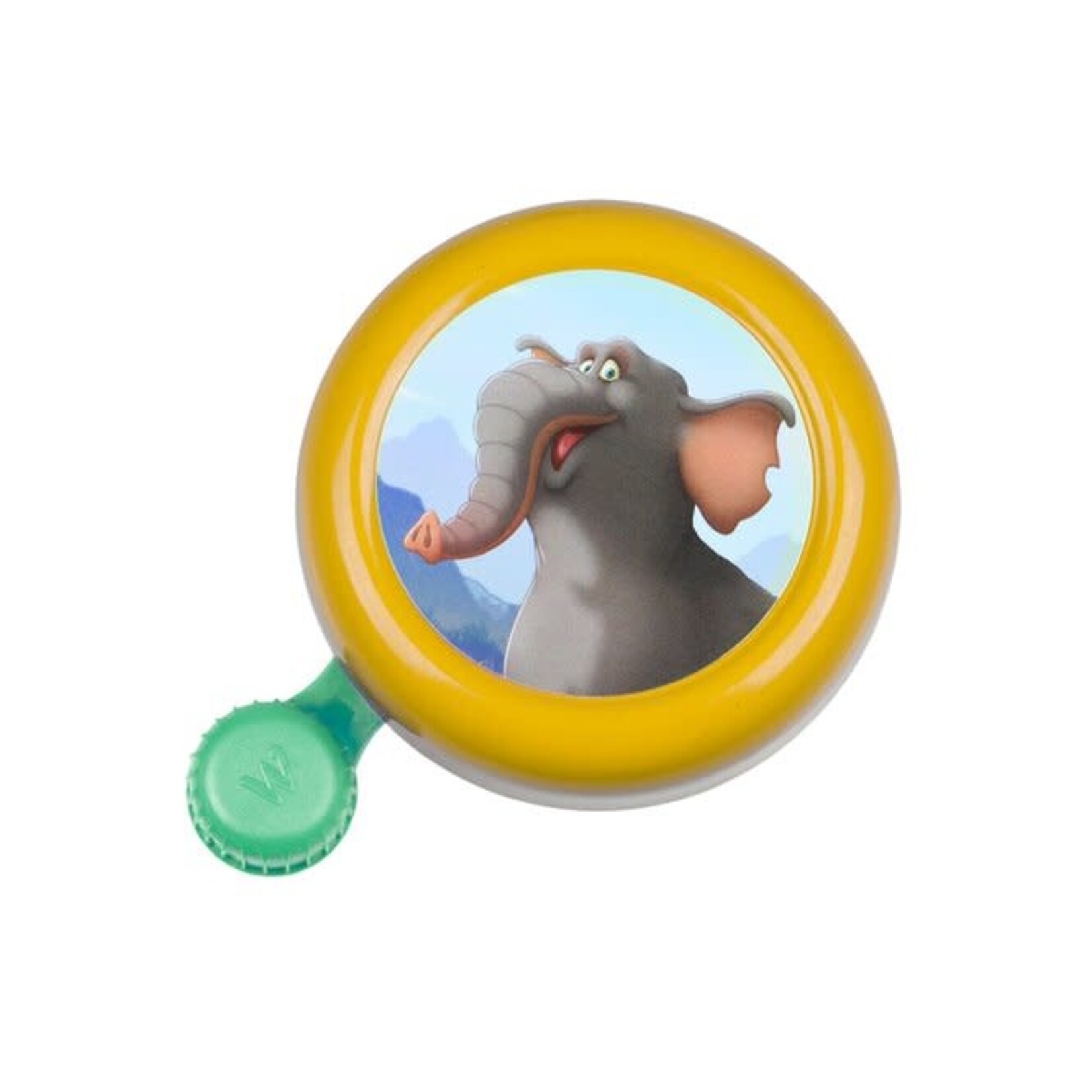 Bell Widek Kinderglocke Animal Kingdom Stahl lackiert in gelb auf einer Karte