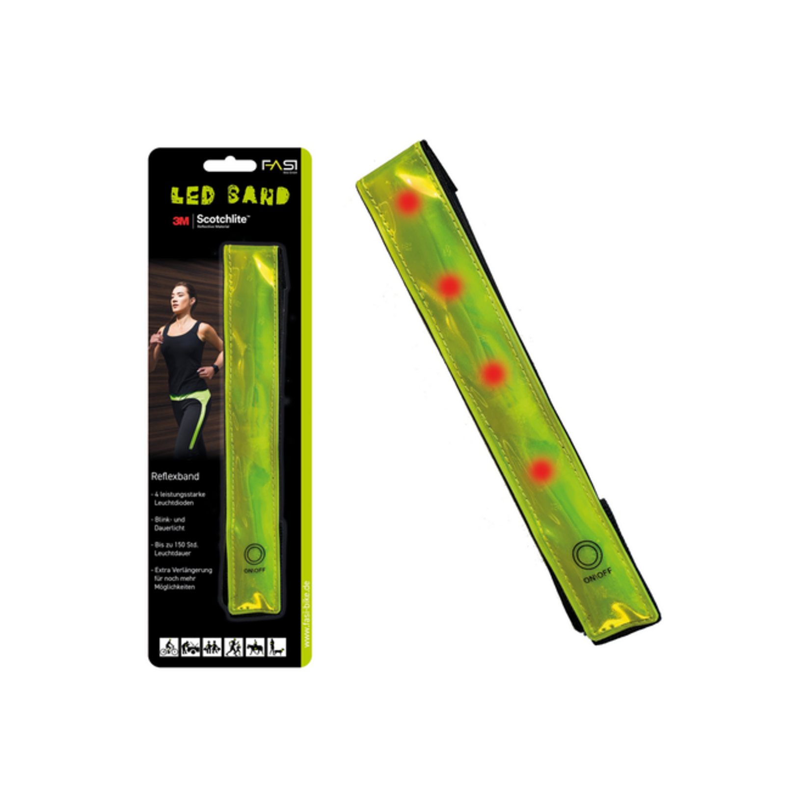 FASI FASI LED Band Leucht-Reflexband gelb inkl. CR-2032 Batterie