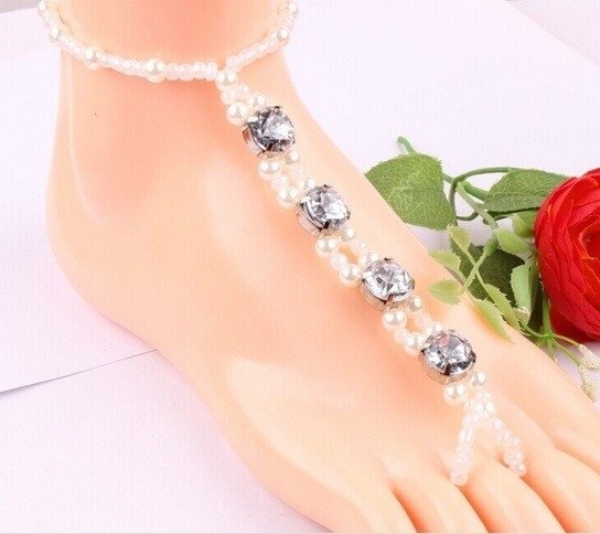Enkelbandje met strass en parels