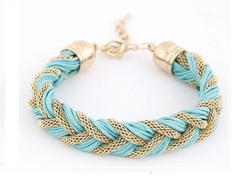 Geweven koord met schakel armbandjes blauw